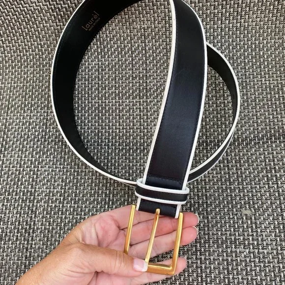 Escada Black and White Belt with Gold Buckle ESCADA White Belts for Women for sale | eBay main image 2